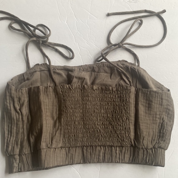 (AA4)NEW Terra Bella Square Neck Tie Strap Crop Top ONLY in Mushroom, Sz M, NWOT - Picture 9 of 11